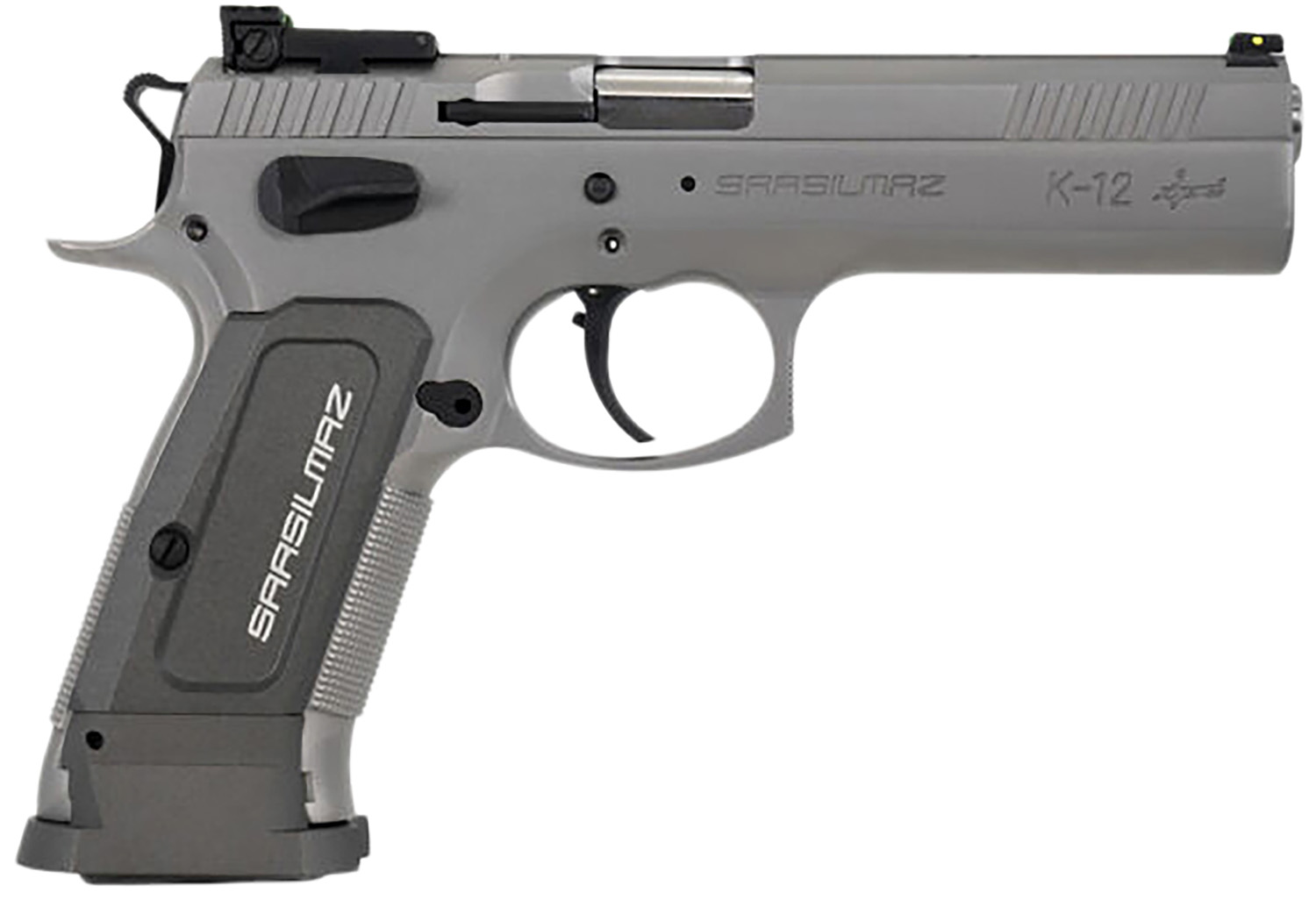 SAR USA K12STSP K12 Sport 9mm Luger 17+1 4.70" Stainless Target Crown Barrel, Stainless Steel Serrated Slide, Stainless Steel Frame w/Beavertail, Gray Polymer Grip, Right Hand