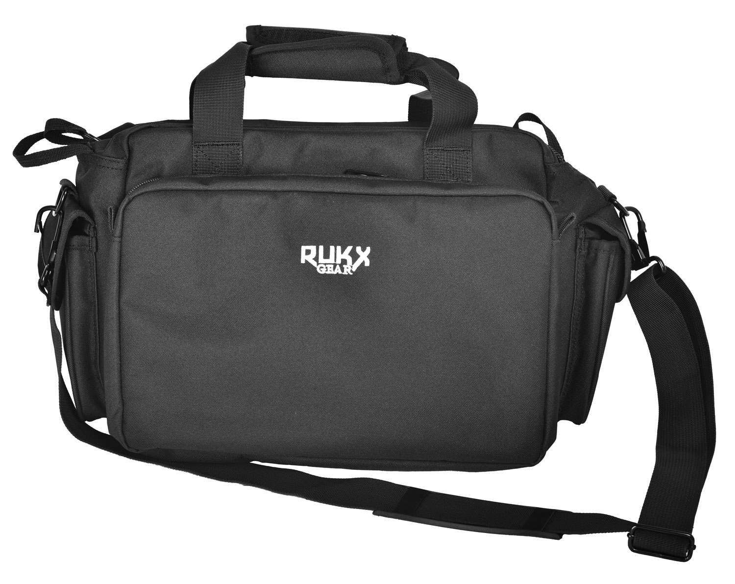 Rukx Gear ATICTRBB Tactical Range Bag Water Resistant Black 600D Polyester with Hidden Handgun Pocket, Mag & Ammo Storage, Non-Rust Zippers & Carry Handle 16" x 7.50" x 10.50" Interior Dimensions