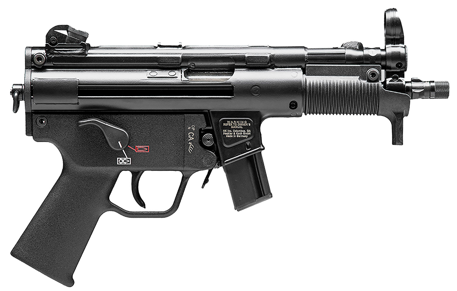 HK 81000482 SP5K PDW 9mm Luger Caliber with 5.83" Barrel, 10+1 Capacity, Black Metal Finish, No Stock (Sling Mount), Black Polymer Grip Right Hand