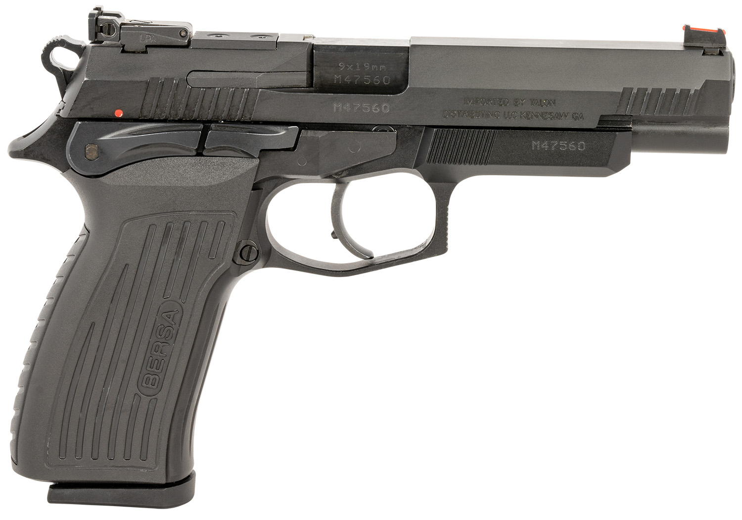 Bersa TPR9XT TPR XT Full Size Frame 9mm Luger 17+1, 4.96" Black Steel Barrel, Matte Black Serrated Steel Slide & Aluminum Frame, Ambidextrous