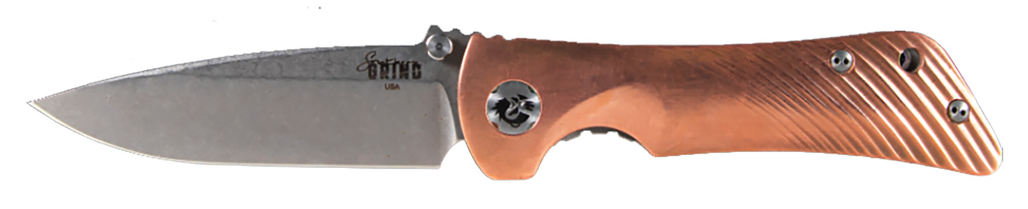 Southern Grind SG06030014 Spider Monkey 3.25" Folding Drop Point Plain Satin S35VN SS Blade, Titanium/Copper Handle, Includes Pocket Clip