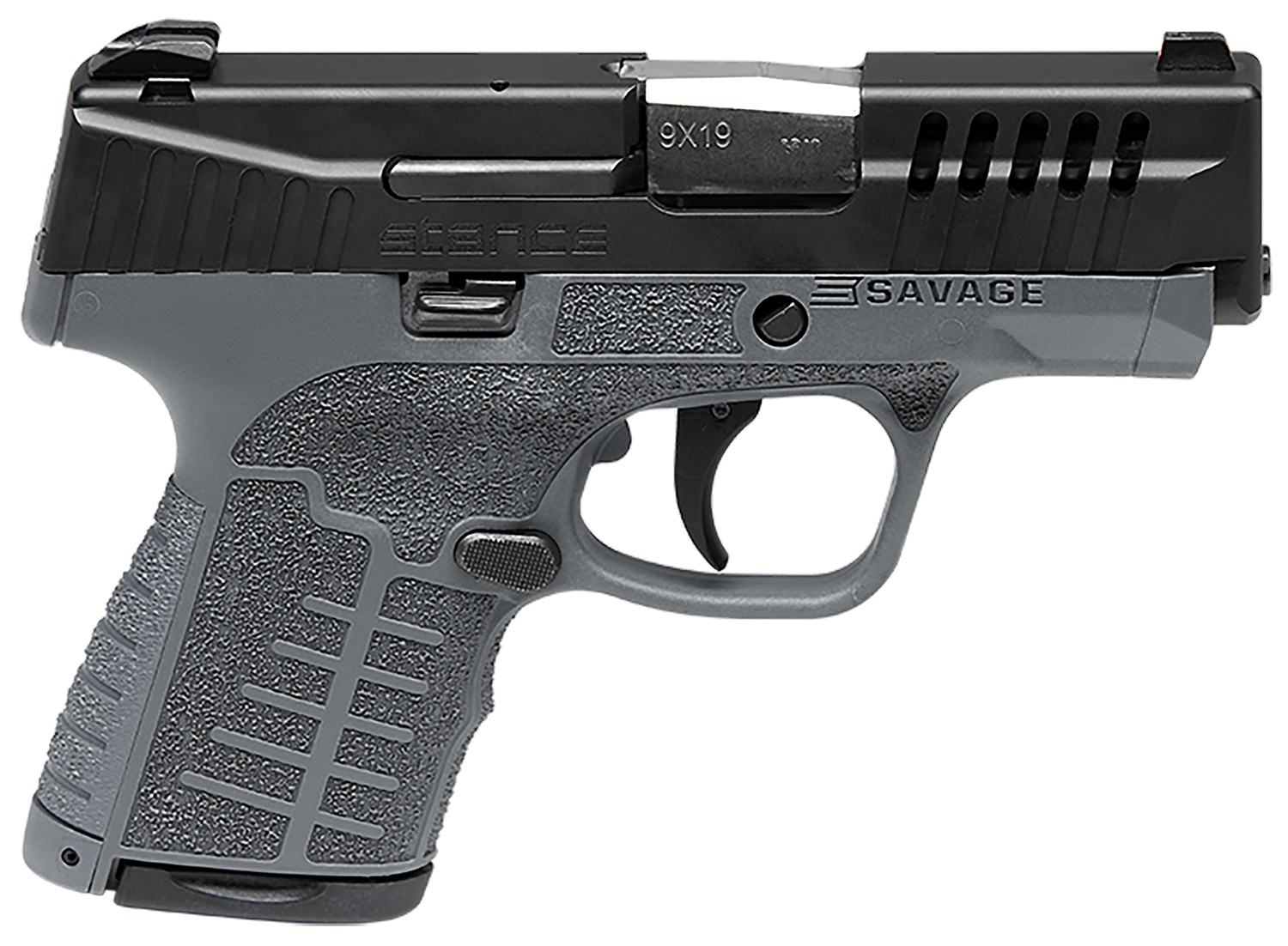 Savage Arms 67011 Stance 9mm Luger 8+1 3.20" Stainless Steel Barrel, Black Nitride Ported/Serrated Steel Slide, Gray Polymer Frame, Interchangeable Backstrap Grip, Ambidextrous