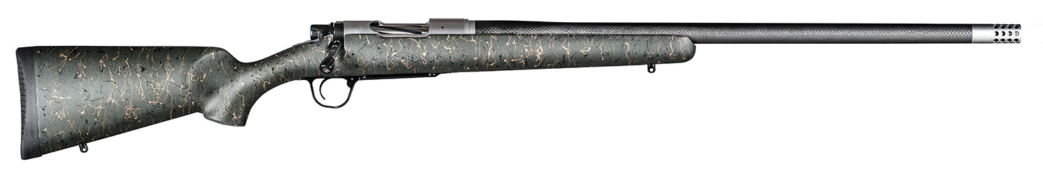 Christensen Arms CA10299215413 Ridgeline 300 Win Mag 3+1 26" Carbon Fiber/Threaded Barrel, Natural Stainless, Green with Black/Tan Webbing Stock