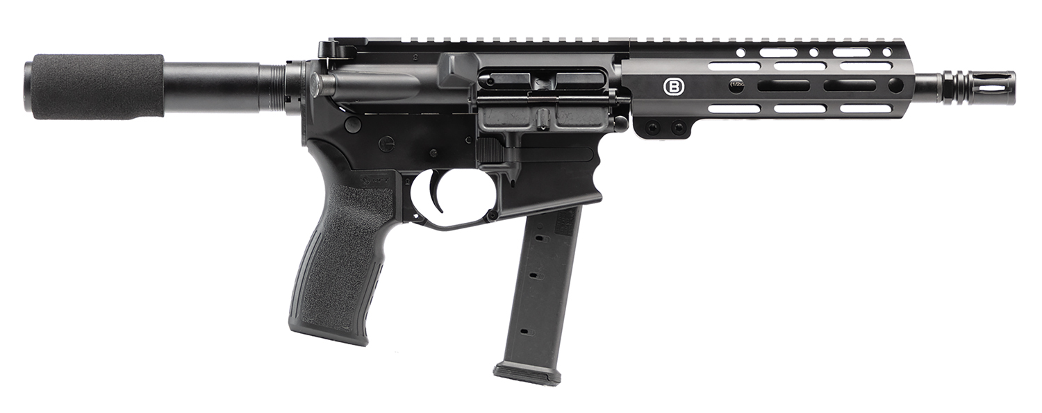 Bersa BAR9GL8BSC AR9 9mm Luger 27+1 8" Barrel, KAW Valley XL Compensator, Hard Coat Anodized Metal Finish, M-Lok Handguard, Magpul MOE+ Grip, Manual Safety