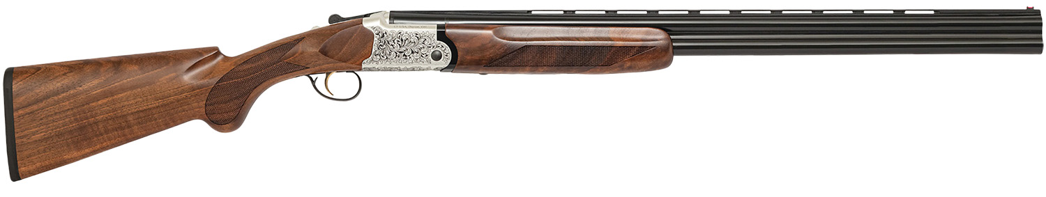 Chiappa Firearms 930.378 202AE 12 Gauge Break Open 3" 2 28" Black Chrome Lined Vent Rib Barrel, Nickel-Plated Engraved Aluminum Receiver, Fixed Walnut Stock