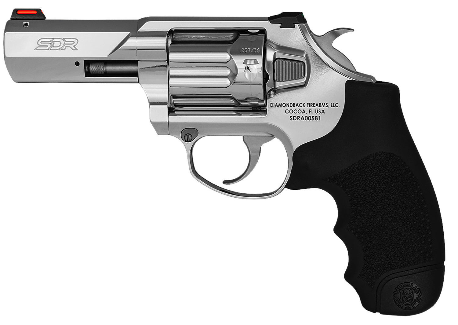 Diamondback DB0700S703 SDR 357 Mag/38 Special +P 6 3" Stainless Steel Barrel, Cylinder & Frame, Black Hogue Rubber Grip, Exposed Hammer