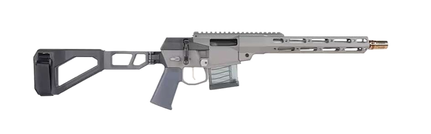 Q LLC MINIFIX55612INPISTOL Mini Fix 5.56 NATO 12" Gray Tapered Threaded Barrel, M-LOK Handguard, Gray Picatinny Rail Receiver, Adj Folding Stock, Polymer Grip