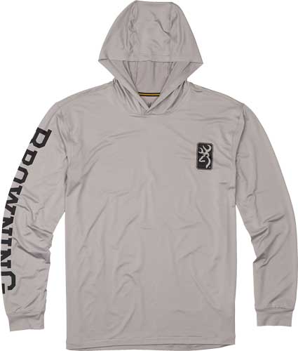 BROWNING HOODED L-SLEEVE TECH - T-SHIRT LIGHT GRAY LARGE