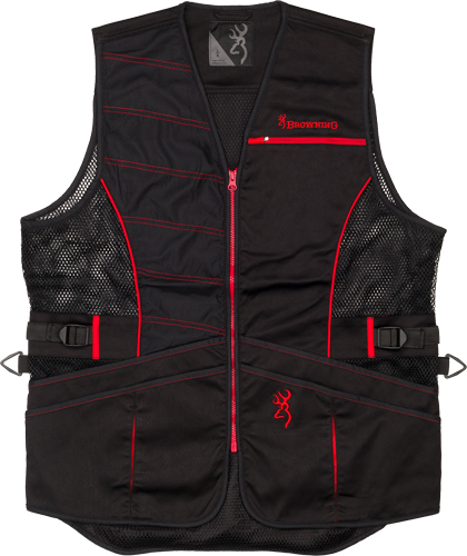 BROWNING ACE SHOOTING VEST - R-HAND SM BLACK/RED TRIM - Image 2