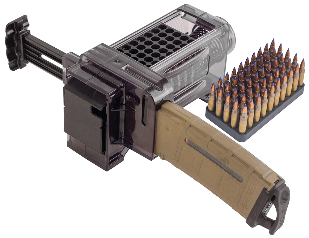 dwell 397488 Magazine Charger 223 Rem/204 Ruger/300 BO/5.56x45mm NATO 50rd Compatible W/AR-15 Magazines Smoke Polycarbonate Ammo
