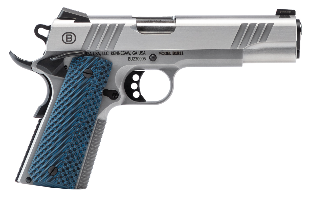 BERSA B1911 45ACP 5 BRUSHED SS NS 8RD